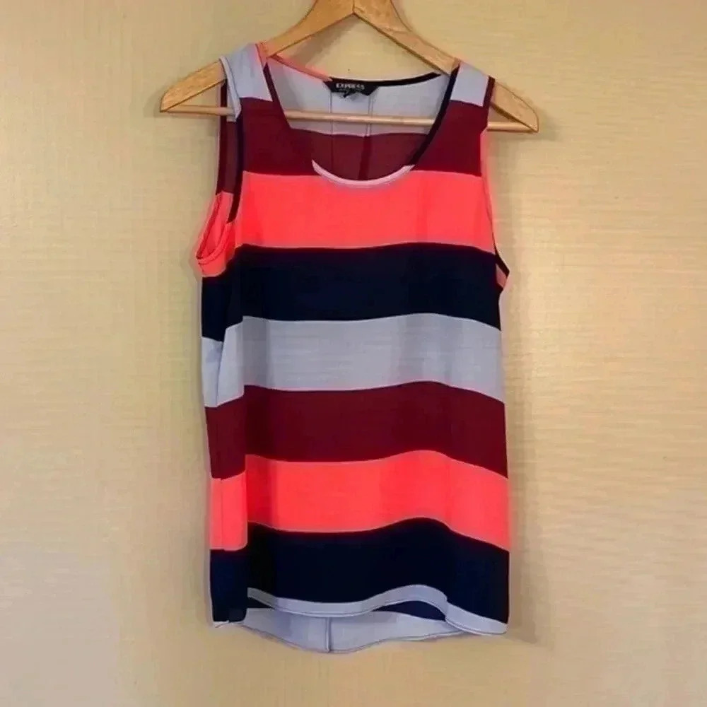 Express Blue Coral Split Back Sleeveless Top Tank Size Small EUC